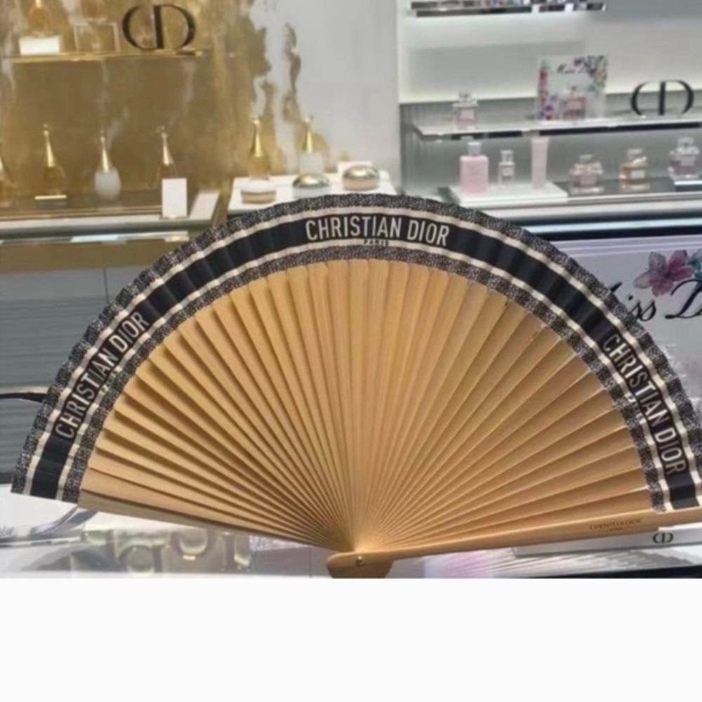 Dior Tan and Black Designer Fan
